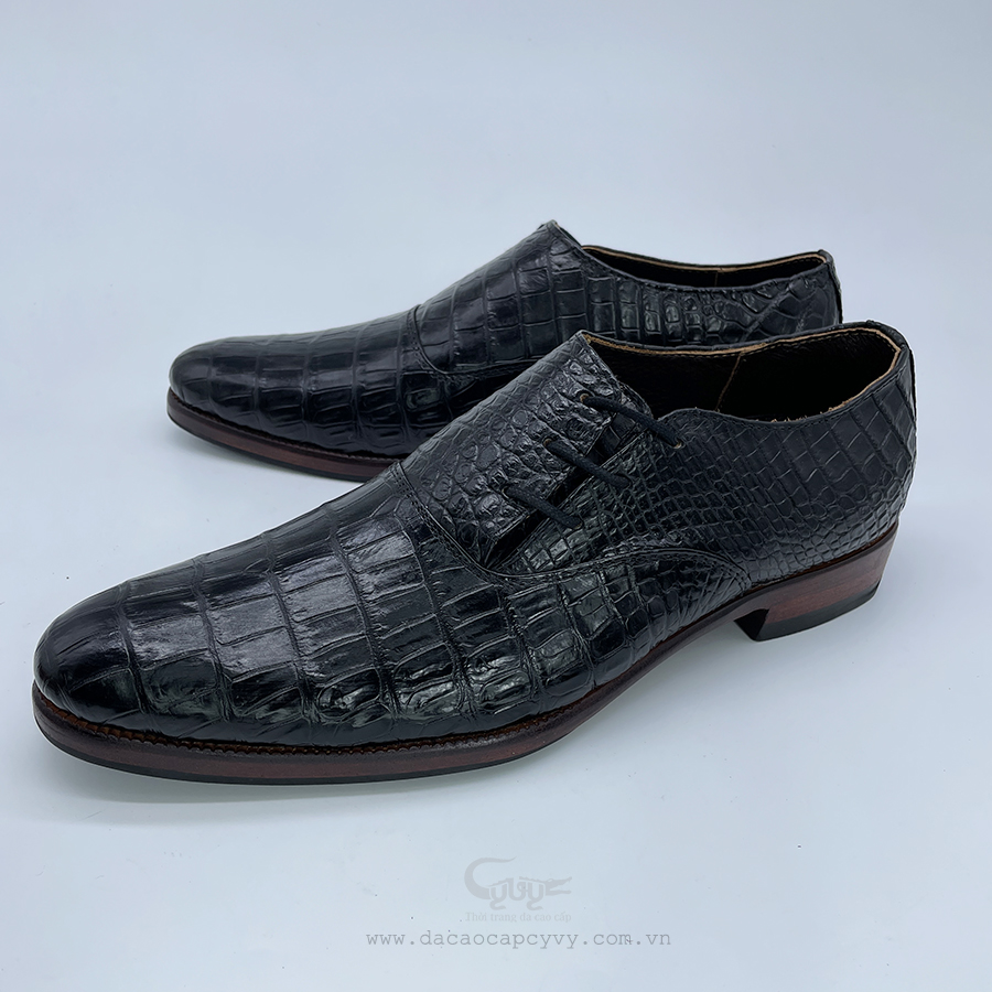 Giày da bụng cá sấu màu đen gdcx1 - 3