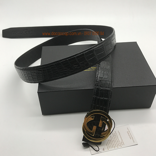 Dây lưng da cá sấu may viền bản 35 cm - 2